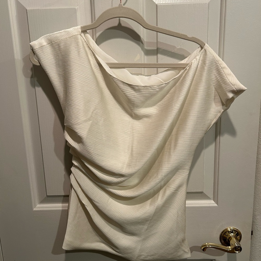 NWOT Asymmetric Neckline Cream Commense Top